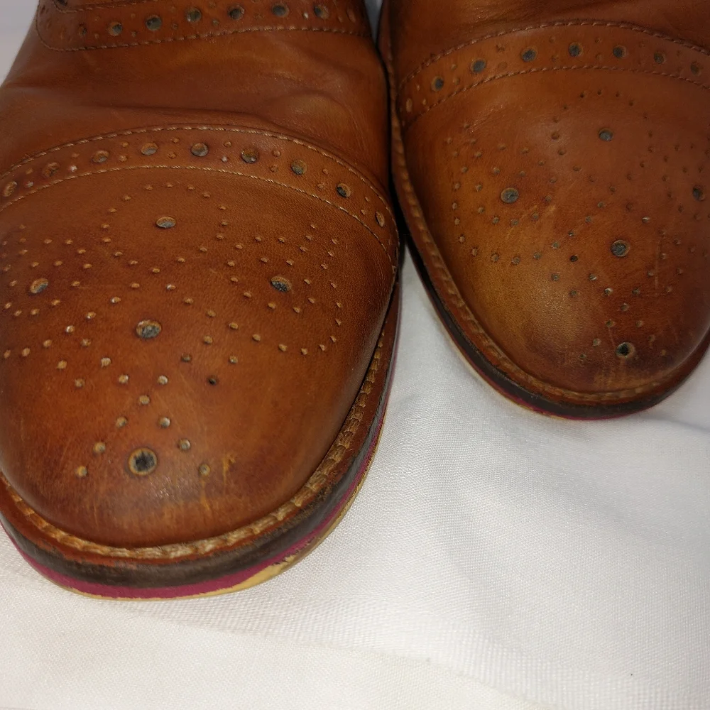 Johnston & Murphy Men’s Sz‎ 12 Conard Cap Toe Oxfords Full Grain Brown 20-8682